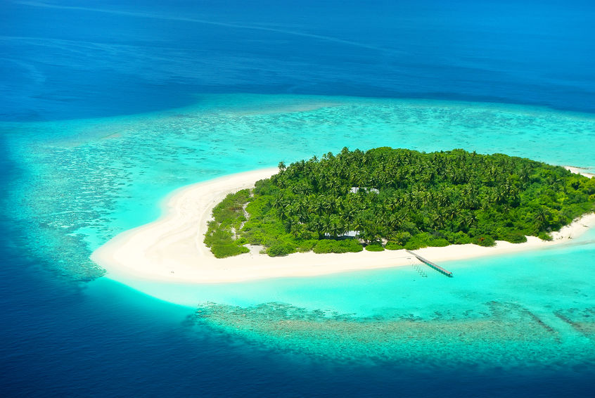 beautiful tropical island from above. maldives, carribean or sou